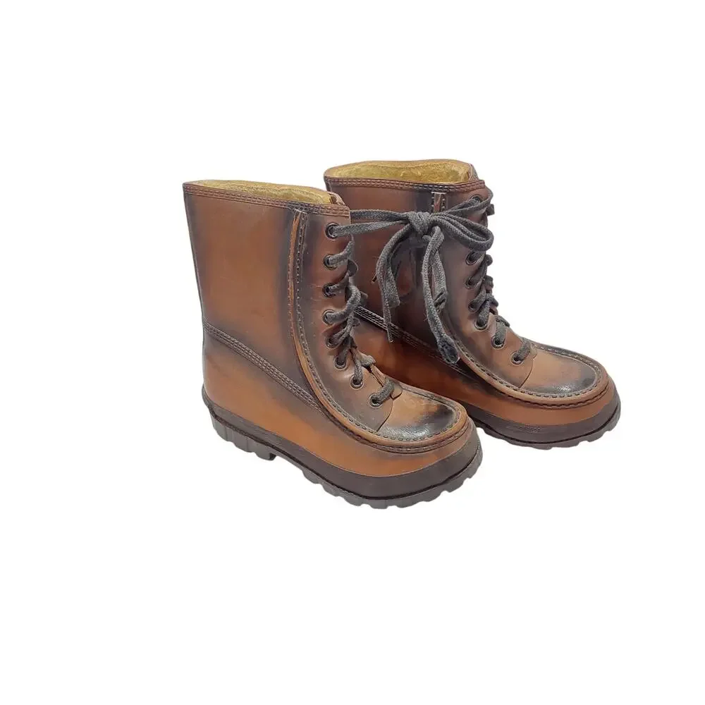 kids steele shank water proof  lace up rubber boots size 4